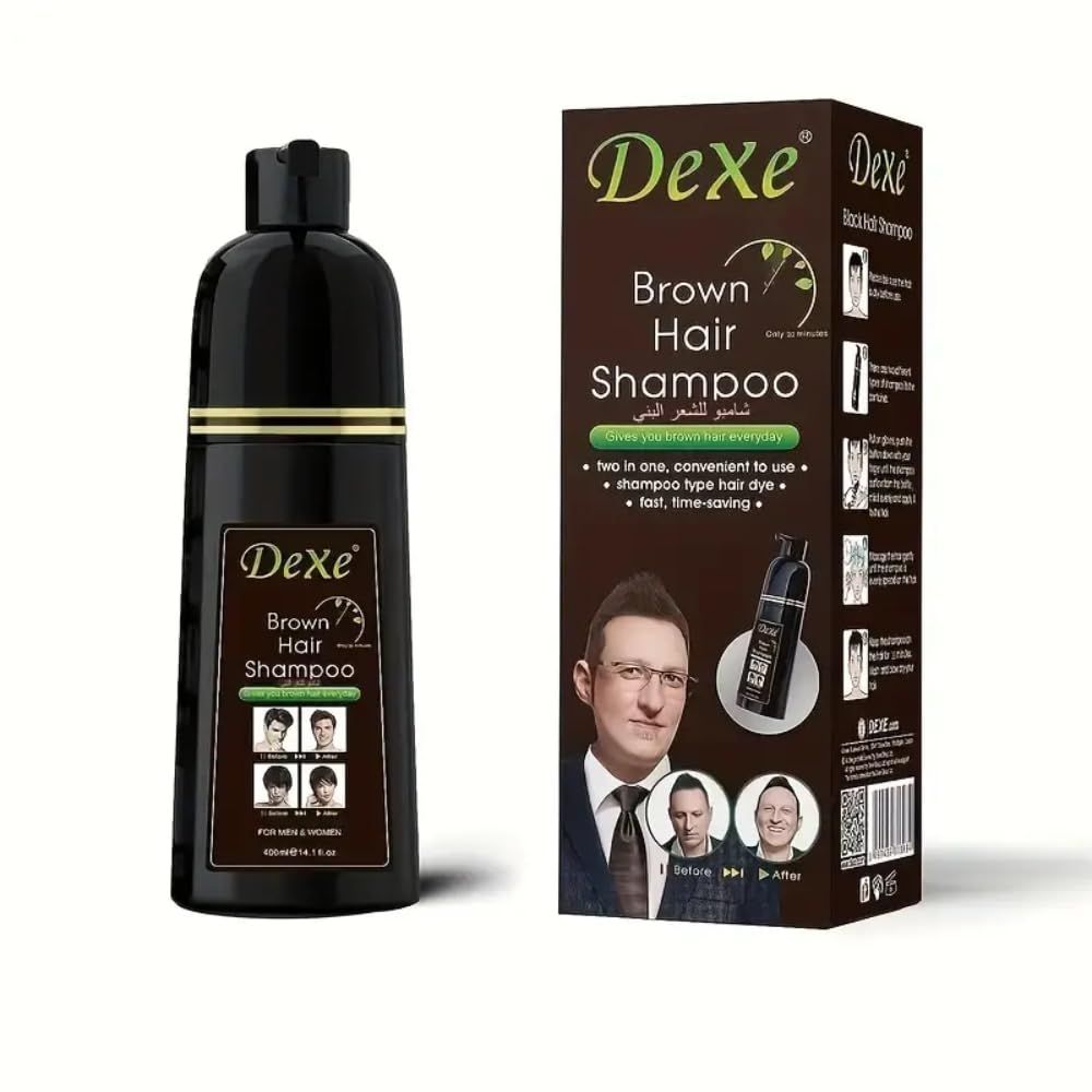Vedora Instant Brown Hair Shampoo 400ml - Semi-Permanent D e X e brown Hair Dye shampoo for Natural Hair, Lasts 30 Days, Fast Acting Formula for Men Women (Brown)