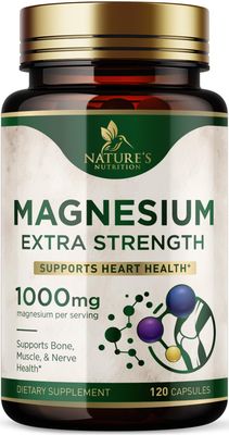 Magnesium Supplement (Citrate Oxide) 1000mg for Best Absorption, Supports Bone, Heart Health, Nerves, Muscles Metabolism, Nature&#39;s Pure Magnesio Vitamin Pills, Bottled in USA, 120 Capsules