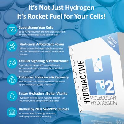 Hydroactive H2 Molecular Hydrogen Tablets by Litewater Labs, 30 Count, Deuterium Depleted, 8-12 PPM, for Optimal ATP Production, Increased Strength, Rapid Hydration, Faster Recovery, Superior Health