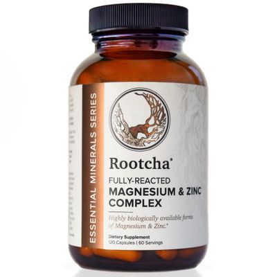 Potent Pure Magnesium Zinc Complex - Fully Reacted Magnesium with Chelated Zinc Picolinate - by Rootcha 120 Capsules