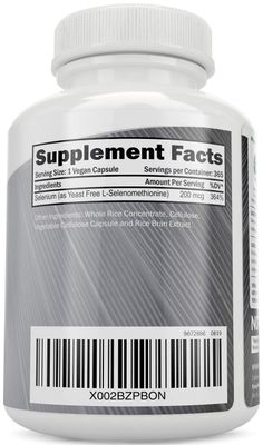 Selenium 200mcg - 365 Vegan Capsules not Tablets - Pure Yeast Free L-Selenomethionine for Improved Absorption - Thyroid, Heart, and Immune System Support - Antioxidant Trace Mineral - Made in USA