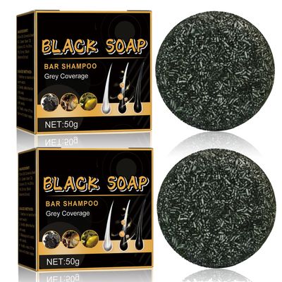 2Pcs Black Hair Darkening Shampoo Bars - Gray Reverse for Men, Root Coverage, and Mane Darkening