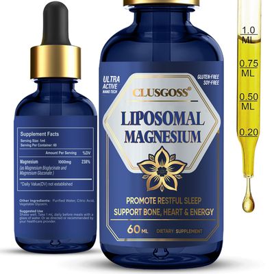 Liquid Magnesium Glycinate, 1000mg Magnesium Drops for Calm Sleep, Magnesium Supplement for Bone, Heart, Energy, Muscle Support, Sugar-Free
