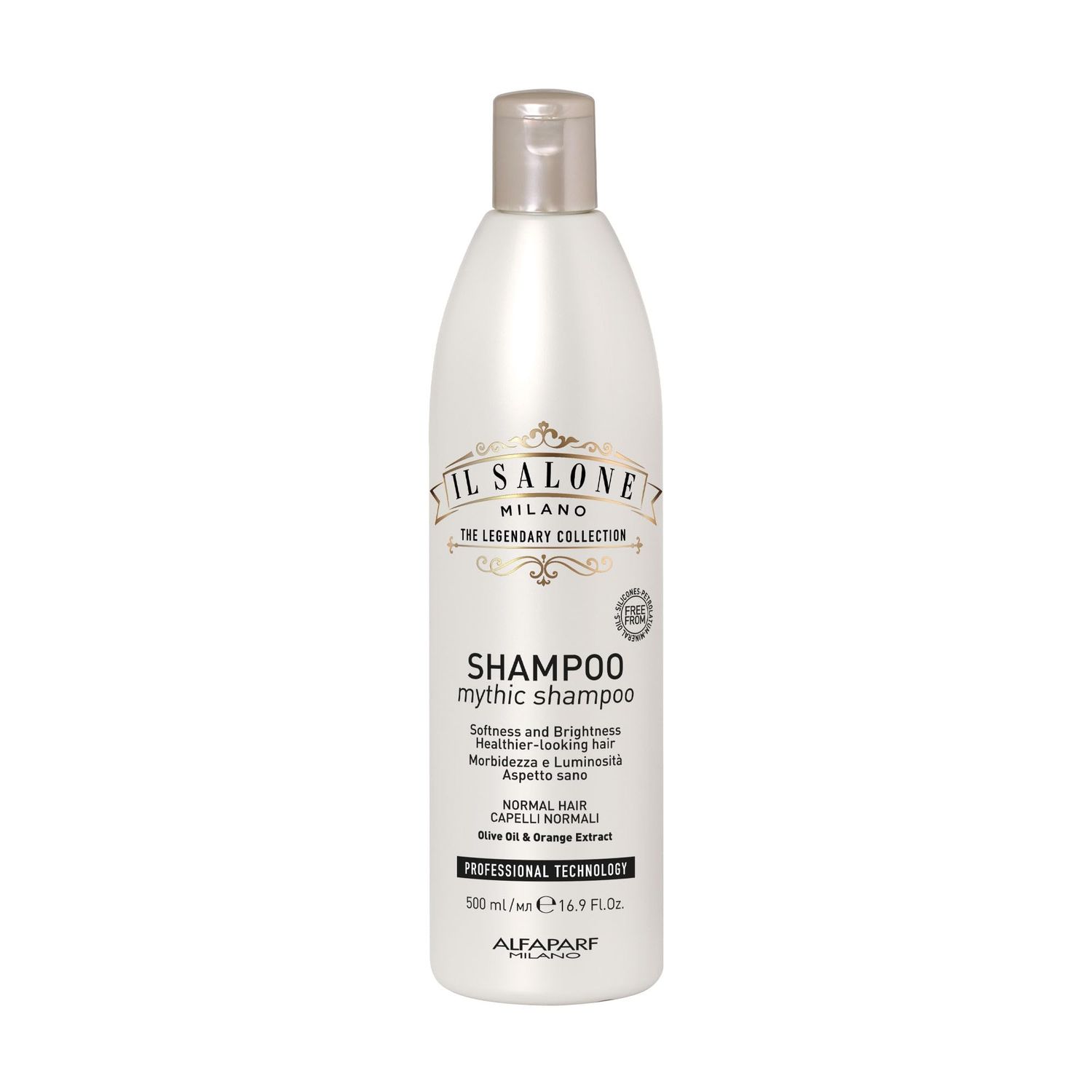Il Salone Milano Professional Mythic Shampoo - Moisturizing Shampoo for Normal Hair - Gently Cleanses While Adding Shine, Softness and Hydration - Salon-Quality Hair Care (16.9 oz 500 ml)