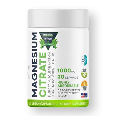 Magnesium Citrate 60 Vegan Capsules 1000mg - Premium Quality- Max Absorption Magnesium Powder Capsules Highly Absorbable Citrate Complex, Gluten Free, Non-GMO - Made in USA - Dietary Supplement.