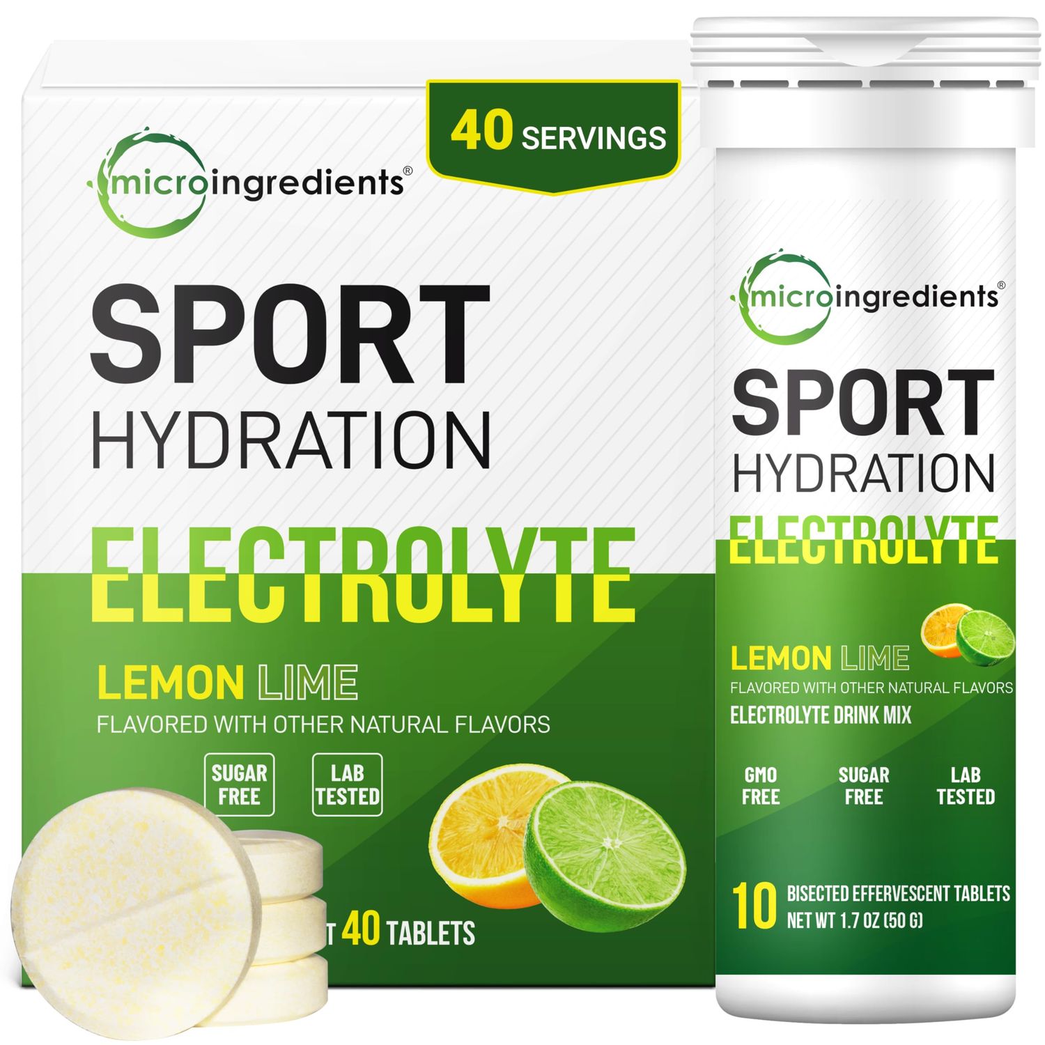 Sport Electrolyte Tablets, 4 Pack (40 Bisected Pieces) Hydrogen Water Tablets Sodium, Potassium Magnesium Minerals Easy to Split Dissolve - Natural Lemon Lime Flavor, Sugar Free