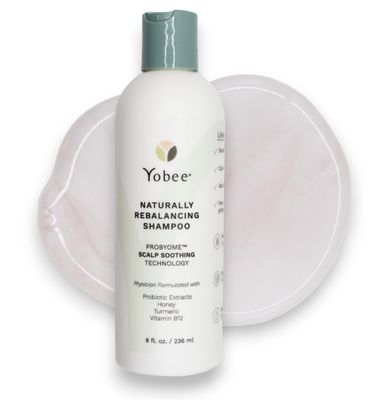 Yobee Naturally Rebalancing Shampoo Dry, Flaky Itchy Scalp Care with Para Probiotics, Organic Honey Turmeric, Vitamin B12 Oat Extracts Dandruff Psoriasis Relief (1 Bottle)