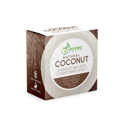 BAMBOEARTH Solid Shampoo Bar And Conditioner Effect Hair Soap - 100 Organic Shampoo Bars For Hair With All Natural Plant Based Essential Oils And Zero Waste Biodegradable Packaging (Coconut)