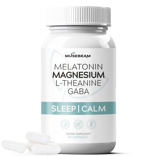 Magnesium Glycinate 275mg Melatonin 5mg L-Theanine 200mg GABA 100mg Capsules - Full Rest Nighttime Bedtime Support Supplement for Men Women - Vegan Sugar-Free Gluten-Free