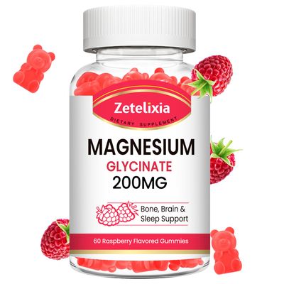 Magnesium Glycinate Gummies, High Absorption Magnesium Glycinate Supplements for Relaxation, Magnesium Chews for Adults and Kids, Raspberry Flavor 60 Count