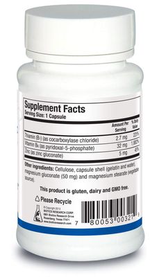 Biotics Research B6 B1 Plus Zinc Supplies Active Forms of B Vitamins, 5mg of Highly bioavailable Form of zinc, Aids in Activity of Over 300 Different zinc Dependent enzymes 90 Capsules