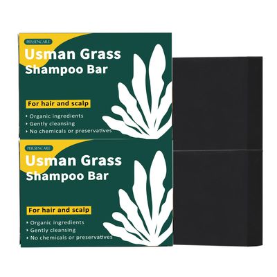VAEYAE Natural Usman Grass Shampoo Bar, Cover Grey Hair Thickening Darkening Usma Bar, Ultimate Solution for Healthy Hair Growth, Gray Hair Reverse Black Soap, Reducing Thinning Hair Loss 2 Pcs