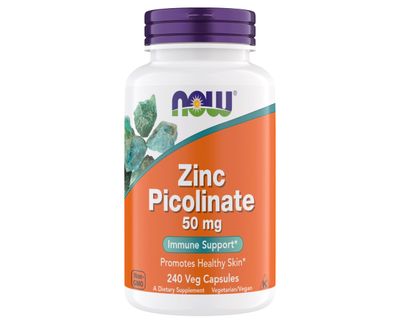 Now Supplements, Zinc Picolinate 50 mg, Supports Enzyme Functions, Immune Support, Non-GMO, Kosher, Suitable for Vegans - 240 Vegetarian Capsules (Pack of 1)