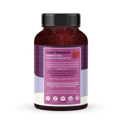 The Wellness Company Super Immune Elderberry Gummies 120 Gummies (2 Month Supply) with Zinc and Vitamin C Non-GMO, Gluten-Free Supports Immune Health