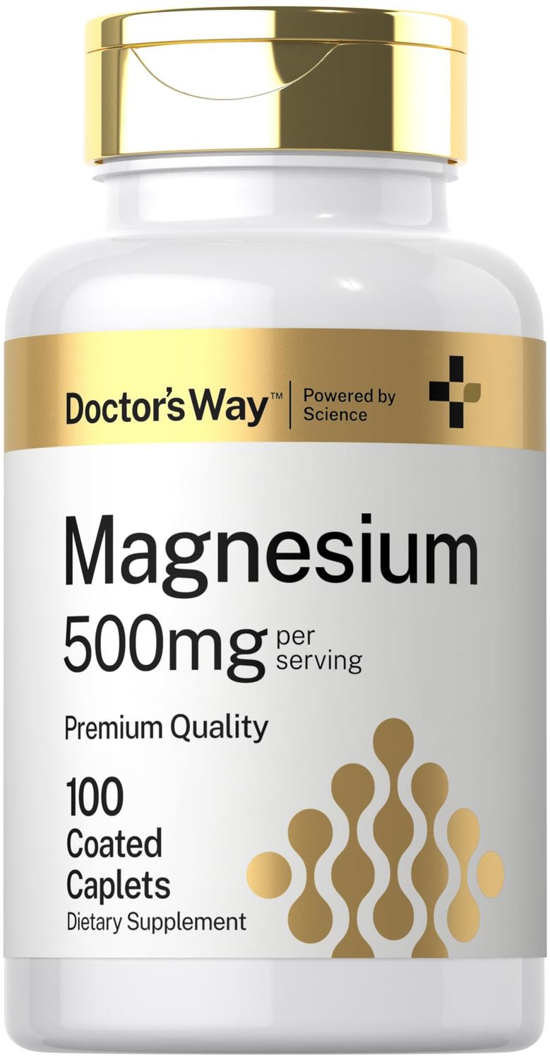 Doctor&#39;s Way Magnesium Supplement 500mg 100 Coated Caplets Magnesium Oxide Vegetarian, Non-GMO, Gluten Free