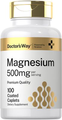 Doctor&#39;s Way Magnesium Supplement 500mg 100 Coated Caplets Magnesium Oxide Vegetarian, Non-GMO, Gluten Free