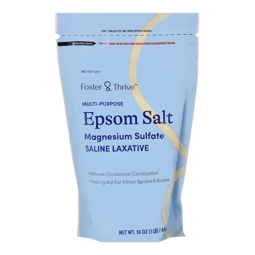 Foster Thrive 1 lb Pouch Epsom Salt Granules - Magnesium Sulfate USP 100 - Saline Laxative - Multi Purpose