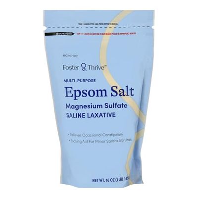 Foster Thrive 1 lb Pouch Epsom Salt Granules - Magnesium Sulfate USP 100 - Saline Laxative - Multi Purpose