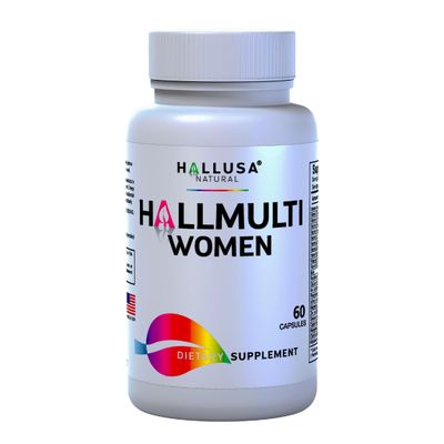 Hallusa Natural HALLMULTIVIT Women - Multivitamin for Women, Hair Skin and Nails Vitamins (Vitamin D, C, D3, B12, E More), Biotin, Iron, Folate, Calcium, Magnesium Zinc