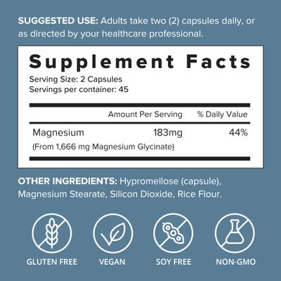 SFH Magnesium Glycinate 183mg - Highly Absorbable for Relaxation, Sleep Recovery, Gentle on Stomach, Easy-to-Swallow Capsules, 45-Day Supply