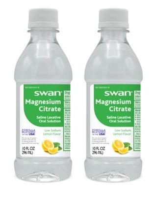 Swan Magnesium Citrate Oral Laxitive Solution for Occasional Constipation Lemon Flavor (2-10oz Bottles)