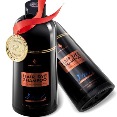 Mothers Day Gifts for Mom - Chestnut Brown Hair Color Shampoo for Dye 4 in 1 Korean Mild Formula for Women Men, Bloom Scent (Rose Jasmine)
