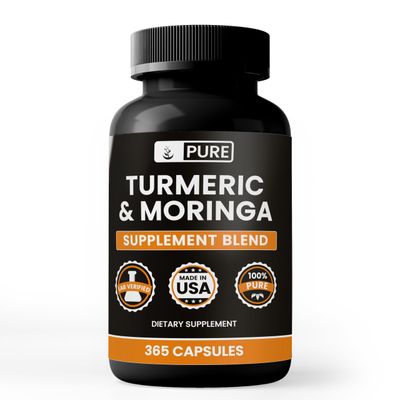 Turmeric Moringa (365 Capsules) No Magnesium Or Rice Fillers, Always Pure, Lab Verified