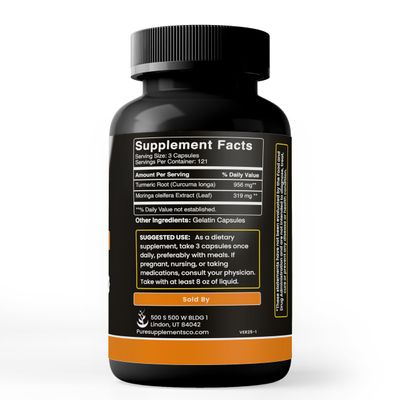 Turmeric Moringa (365 Capsules) No Magnesium Or Rice Fillers, Always Pure, Lab Verified