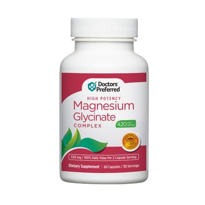 DOCTORS&#39; PREFERRED High Potency Magnesium Glycinate Complex- Doctor-Developed Formula for Heart Health, Mood Support and More 420 mg per Serving 30-Day Supply