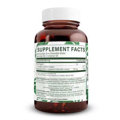 Natural Nutra Chewable Magnesium Supplement with Citrate and Chelate for Kids and Adults, Promotes Better Sleep, Best Pure Mag Chew for Muscle, Nerve, Bone, and Heart Health, 125mg, 50 Vegan Wafers