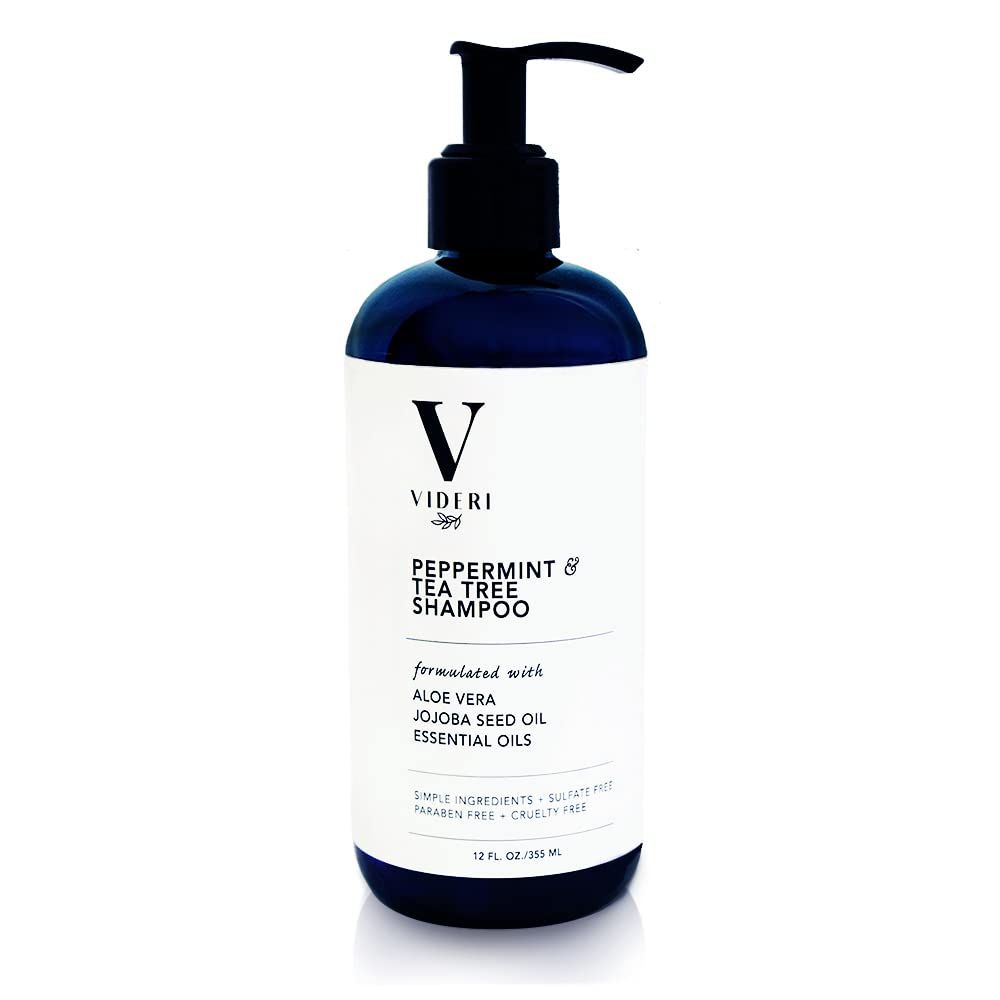 Videri Sulfate Free Shampoo For Keratin Treated Hair Peppermint Tea Tree Anti Frizz Shampoo - Special Blend of Aloe Vera, Jojoba Seed Essential Oils. Large 12 fl oz.