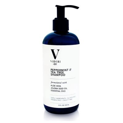 Videri Sulfate Free Shampoo For Keratin Treated Hair Peppermint Tea Tree Anti Frizz Shampoo - Special Blend of Aloe Vera, Jojoba Seed Essential Oils. Large 12 fl oz.