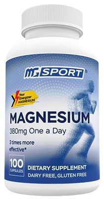 Magnesium Supplement Complex MGSPORT - High Absorption Supplement with Vitamins B6, D, E - Relieves Leg Cramps Muscle Support - 100 Servings