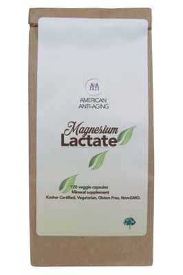 Magnesium Lactate 500 mg, 120 Easy to Swallow Small Vegetarian Capsules. Doctor formulated. High Absorption. Recycled Eco-Friendly Paper Bags for Original Purchases or Bottle Refills. Made in USA.
