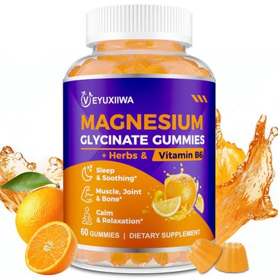 Magnesium Glycinate Gummies 2000mg, Magnesium Gummies for Adults with Magnesium L-Threonate, Ashwagandha B6 for Muscle Bone, Magnesium L-Threonate Gummies for Relaxation Energy, Vegan - 60 Count