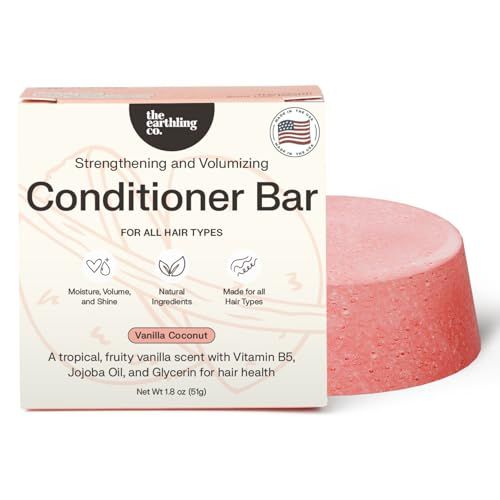 The Earthling Co. Conditioner Bar - Promote Hair Growth, Strengthen Moisturize All Hair Types - Paraben Sulfate Free formula with Natural Ingredients for Dry Hair (Vanilla Coconut, 1.8 oz)