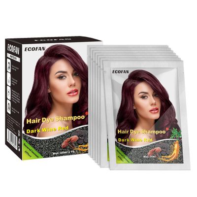 ECOFAN 10 PCS Dark Red Wine Hair Dye Shampoo 3 in 1, Natural Hair Color Shampoo, Semi-Permanent Instant Hair Dye for Men Women, Herbal Ingredients, 100 Grey Coverage, Lasts 31 Days