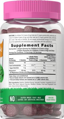 Lil' Sprouts Children's Magnesium Gummies 70 Count Mixed Berry Flavor Sugar Free Vegan, Non-GMO Gluten Free