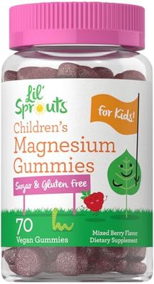 Lil&#39; Sprouts Children&#39;s Magnesium Gummies 70 Count Mixed Berry Flavor Sugar Free Vegan, Non-GMO Gluten Free