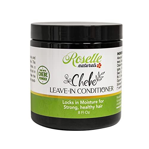Roselle Naturals Chebe Hair Leave In Conditioner Cream 8 Oz, Made with African Chebe Powder, Chebe Oil Rosemary Essential Oil, Moisturizing Hair Treatment for Hair Growth.