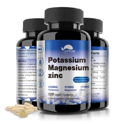 Potassium Magnesium Supplement 1000mg, Magnesium Potassium Zinc Aspartate Support Vascular, Bone, Heart, Muscle Nerve Health, Non-GMO, Vegan, (120 Capsules)