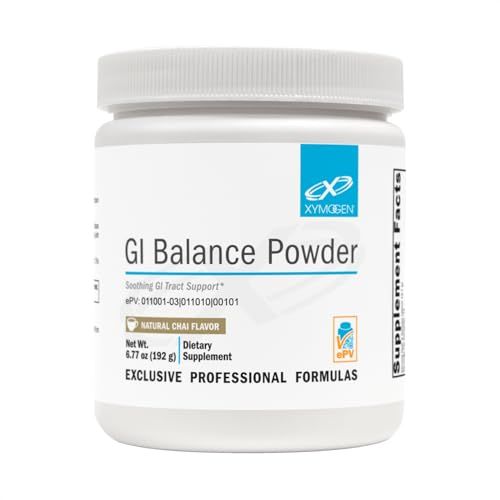 XYMOGEN GI Balance Powder - Soothing GI Tract Support with Marshmallow Root, Licorice, Quercetin, Zinc L-Carnosine, Aloe, Gastric Mucin - Supports Gut Health Healthy Bowel Function - Chai (6.77 oz)