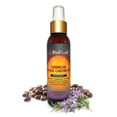 Well&#39;s Oil ROSEMARY Jamaican Black Castor Oil Spray 4oz(118ml) Hair Detangler Spray Increase Hair Growth, Scalp Treatment Natural Leave-In Conditioner