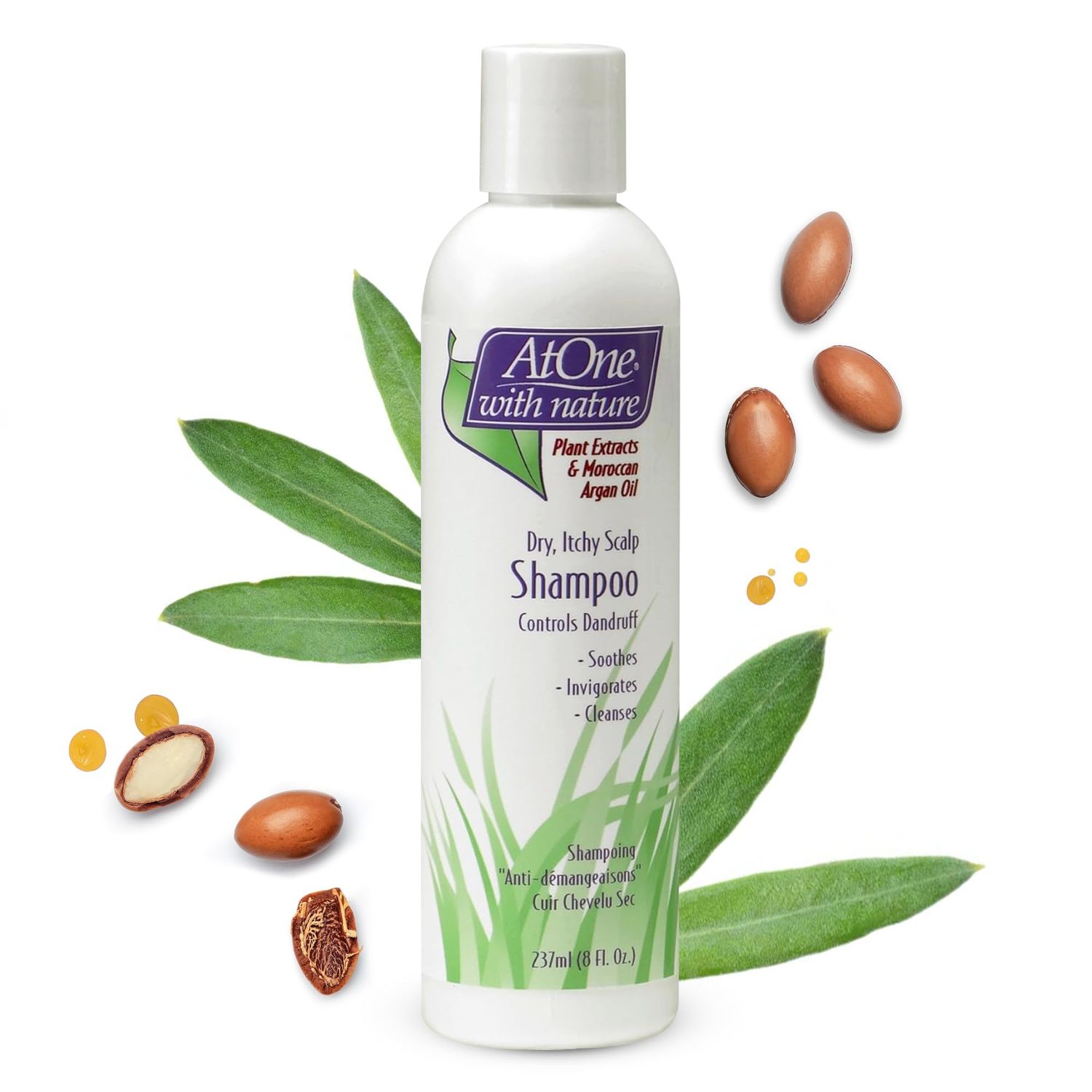 AtOne with Nature Dandruff Control Shampoo - 16 oz Liquid Shampoo for Dry Hair - Fresh Scent, Dandruff Control Solution