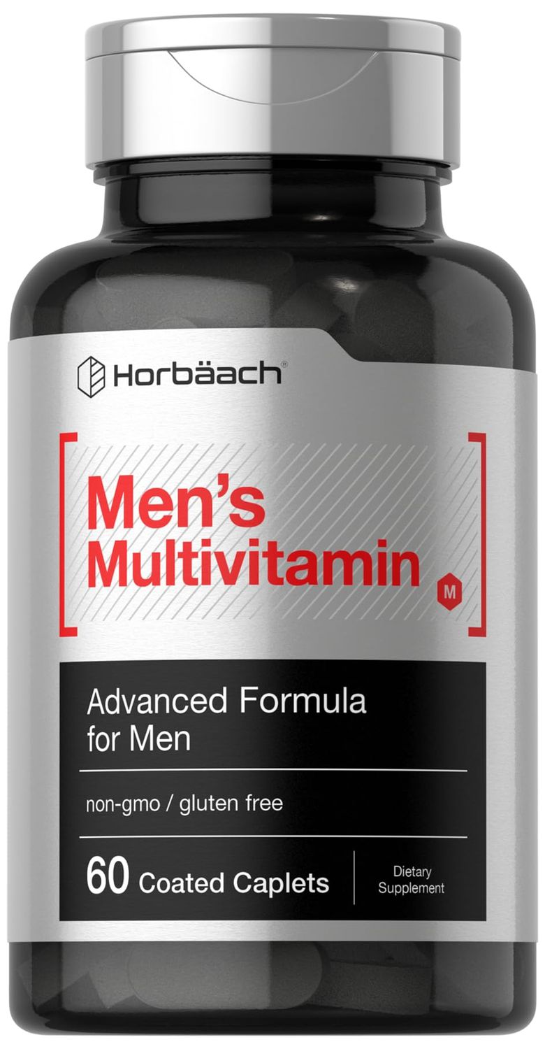 Horb ach Mens Multivitamin 60 Caplets Advanced Formula with Vitamin C, D, Magnesium, Minerals More Non-GMO Gluten Free Supplement