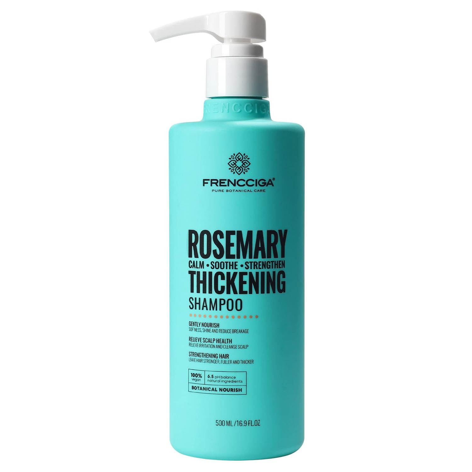 FRENCCIGA Rosemary Thickening Shampoo, Hair Strengthening Shampoo for Thin Fine Hair, Gently Cleanses Strengthens Weak and Brittle Hair 16.9 FL.OZ