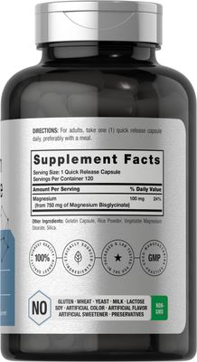 Horb ach Magnesium Bisglycinate 120 Capsules 750mg Non-GMO and Gluten Free Supplement