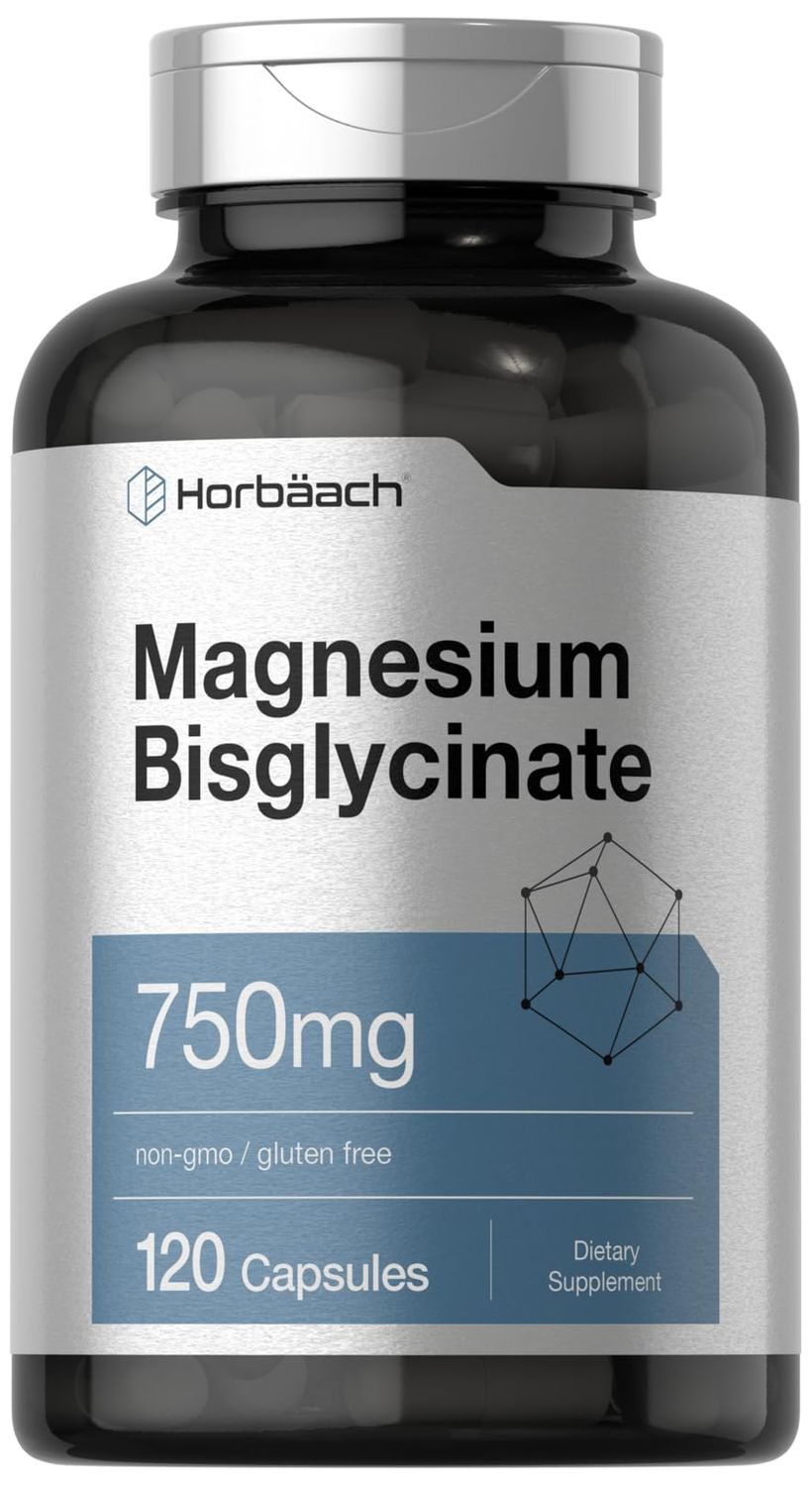 Horb ach Magnesium Bisglycinate 120 Capsules 750mg Non-GMO and Gluten Free Supplement