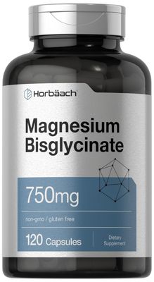 Horb ach Magnesium Bisglycinate 120 Capsules 750mg Non-GMO and Gluten Free Supplement
