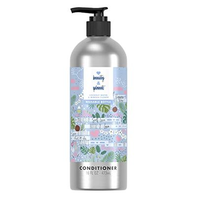 Love Beauty and Planet Silicone-Free Conditioner Thickening Conditioner for Fine Hair Coconut Water and Mimosa Flower in Reusable and Refillable Aluminum Bottle 16.5 fl oz